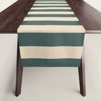 Green And Cream Vertical Stripes Table Runner Gallery Image 1