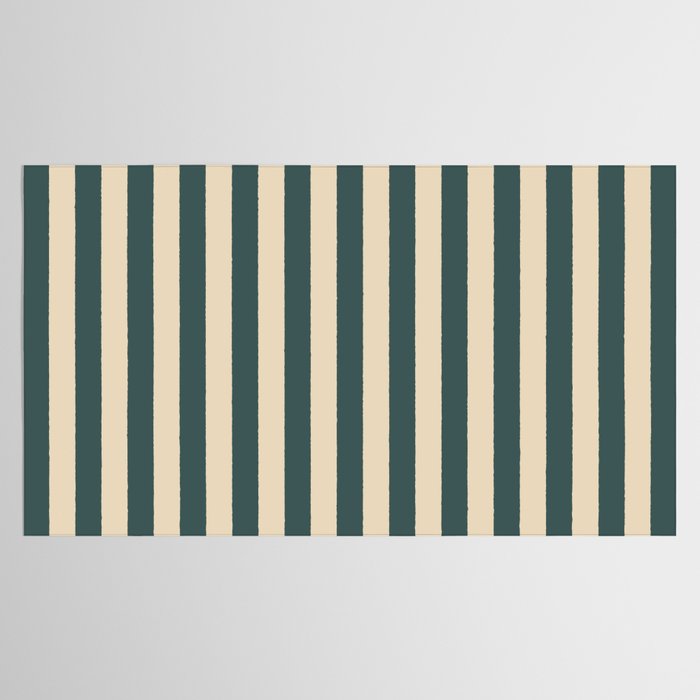 Green And Cream Vertical Stripes Tablecloth Gallery Image 2