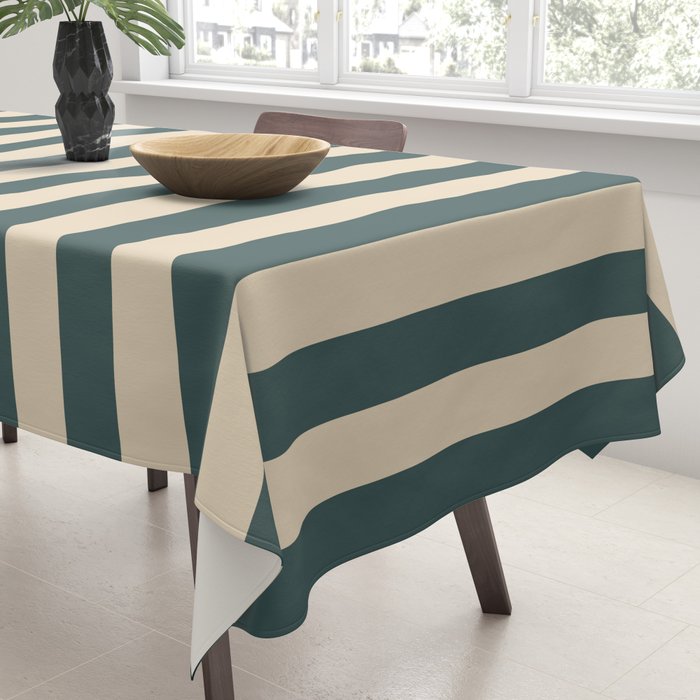 Green And Cream Vertical Stripes Tablecloth Gallery Image 3
