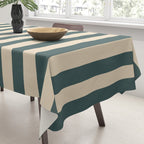 Green And Cream Vertical Stripes Tablecloth Gallery Image 3