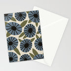 Floral Pattern / Slate Blue & Green Stationery Card Gallery Image 2