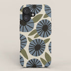 Floral Pattern / Slate Blue & Green iPhone Case Gallery Image 1