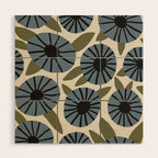 Floral Pattern / Slate Blue & Green Wood Wall Art Gallery Image 1