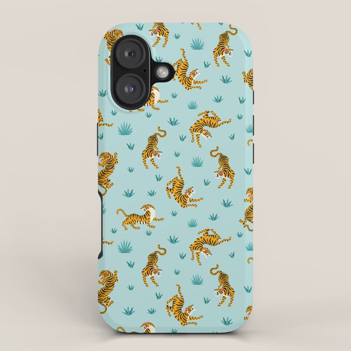 Tigers and tropical leaves. iPhone Case Gallery Image 1
