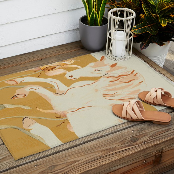 Minimal Abstract Art Horse Outdoor Rug Gallery Image 2