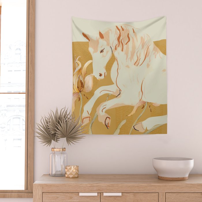 Minimal Abstract Art Horse Wall Tapestry Gallery Image 2