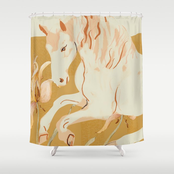Minimal Abstract Art Horse Shower Curtain Gallery Image 1