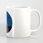 Mid Century Modern Round Circle Photo Blue Star Night Sky Pine Tree Silhouette Coffee Mug Gallery Image 1