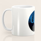 Mid Century Modern Round Circle Photo Blue Star Night Sky Pine Tree Silhouette Coffee Mug Gallery Image 3
