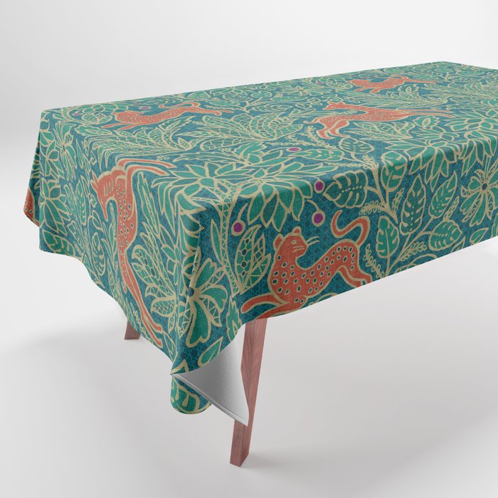 Jungle Fawn and Cat Tablecloth Gallery Image 1