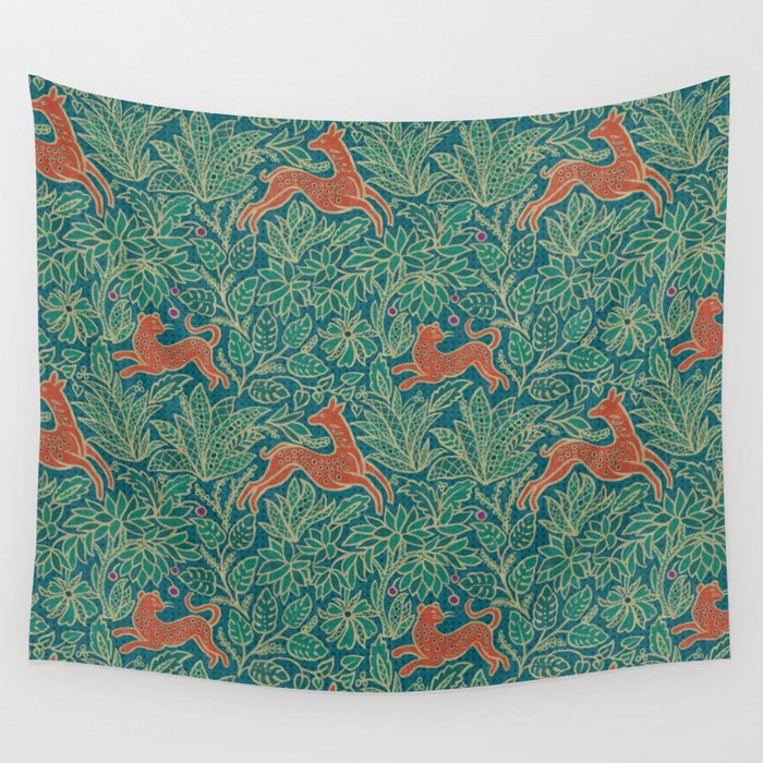 Jungle Fawn and Cat Wall Tapestry Gallery Image 4