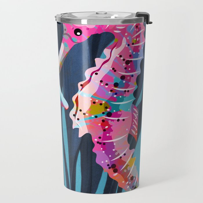 Colorful Seahorses Art 1 Travel Mug Gallery Image 2