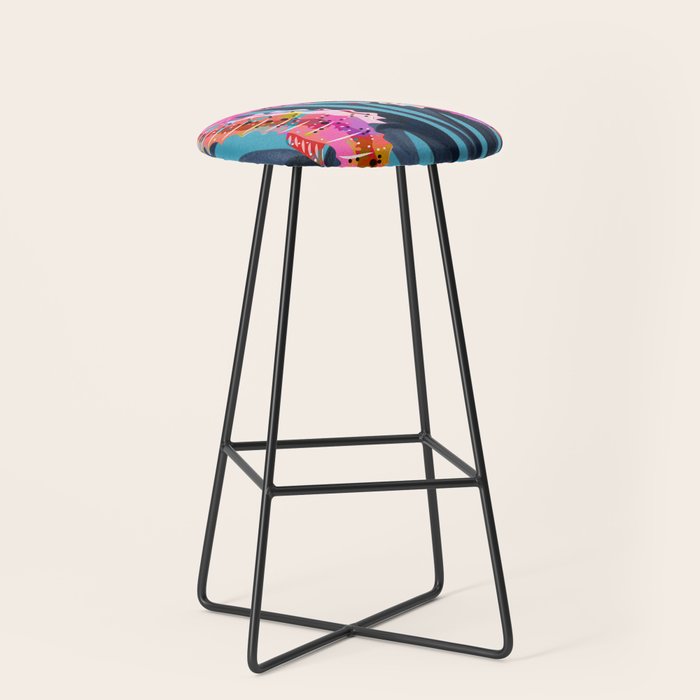 Colorful Seahorses Art 1 Stool Gallery Image 1