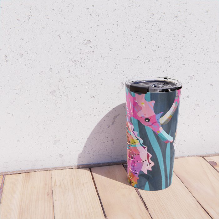 Colorful Seahorses Art 1 Travel Mug Gallery Image 4