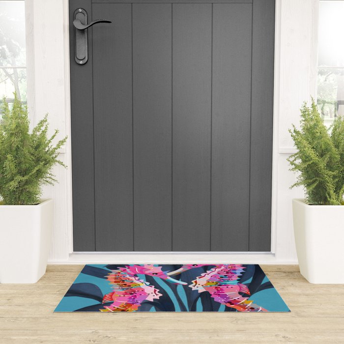Colorful Seahorses Art 1 Welcome Mat Gallery Image 3