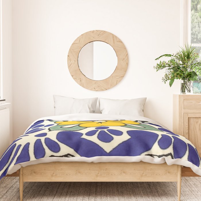 talavera mexican tile in yellow Duvet Cover Gallery Image 3