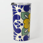 talavera mexican tile in yellow Travel Mug Gallery Image 3