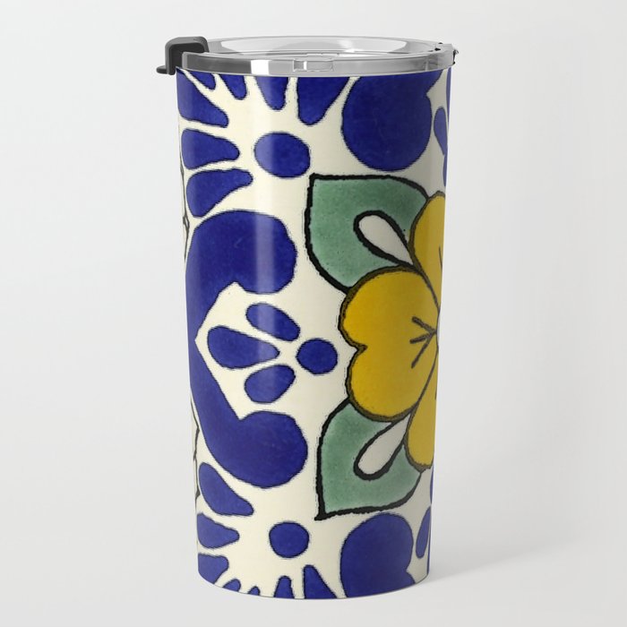 talavera mexican tile in yellow Travel Mug Gallery Image 3