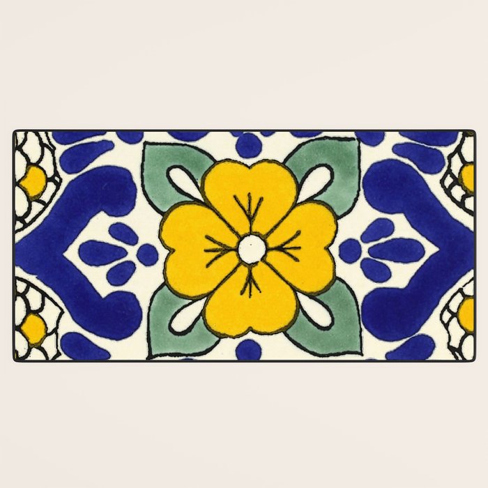 talavera mexican tile in yellow Desk Mat Gallery Image 3