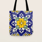 talavera mexican tile in yellow Tote Bag Gallery Image 1