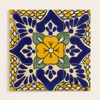 talavera mexican tile in yellow Wood Wall Art Gallery Image 1