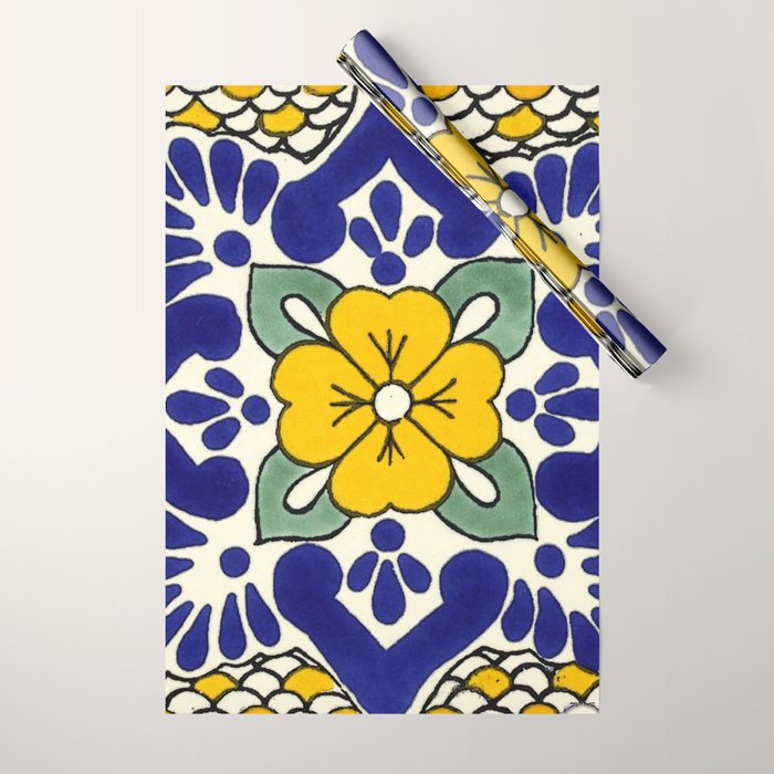 talavera mexican tile in yellow Wrapping Paper Gallery Image 1