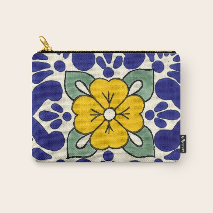 talavera mexican tile in yellow Carry All Pouch Gallery Image 1