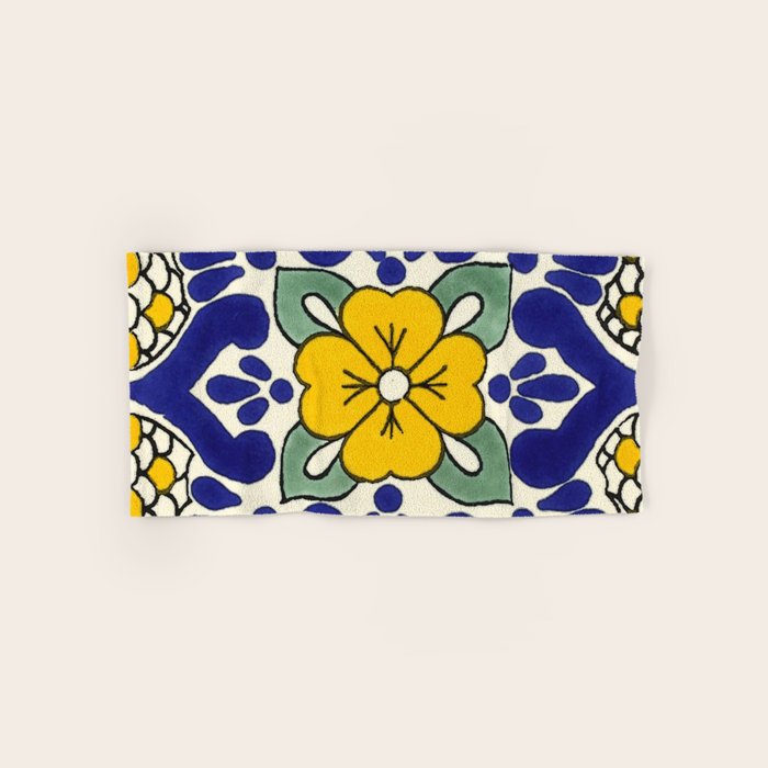 talavera mexican tile in yellow Bath Towel Gallery Image 1