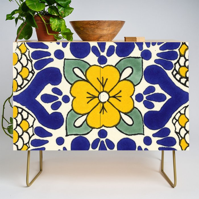 talavera mexican tile in yellow Credenza Gallery Image 1