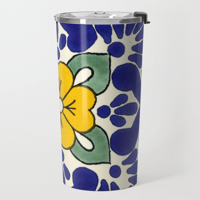 talavera mexican tile in yellow Travel Mug Gallery Image 2