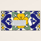 talavera mexican tile in yellow Desk Mat Gallery Image 1