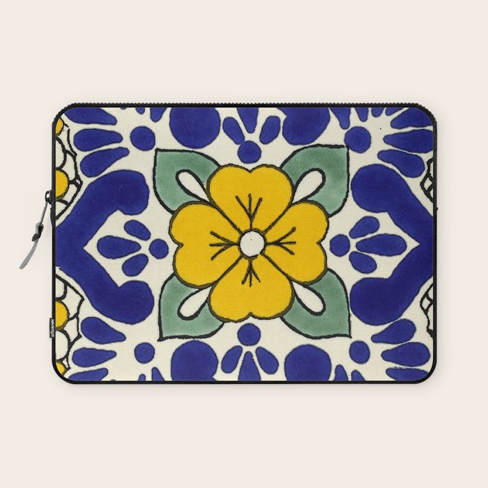 talavera mexican tile in yellow Laptop Sleeve Gallery Image 1