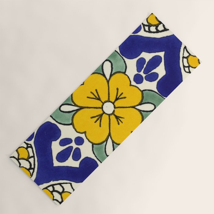 talavera mexican tile in yellow Yoga Mat Gallery Image 1