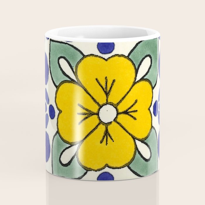 talavera mexican tile in yellow Coffee Mug Gallery Image 4