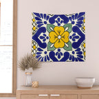 talavera mexican tile in yellow Wall Tapestry Gallery Image 2