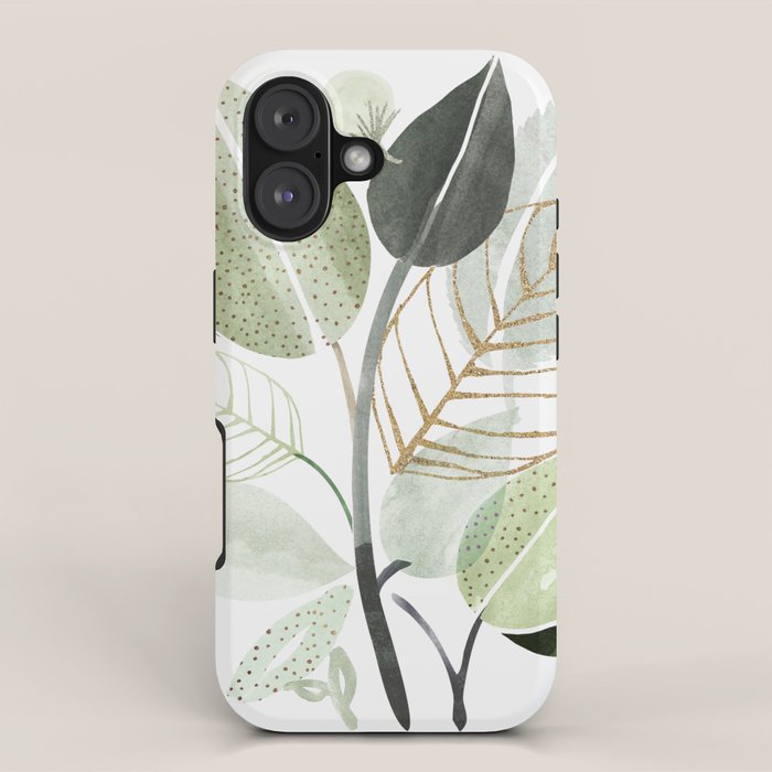 Forest Bouquet - Green Leaves Watercolor iPhone Case Gallery Image 1