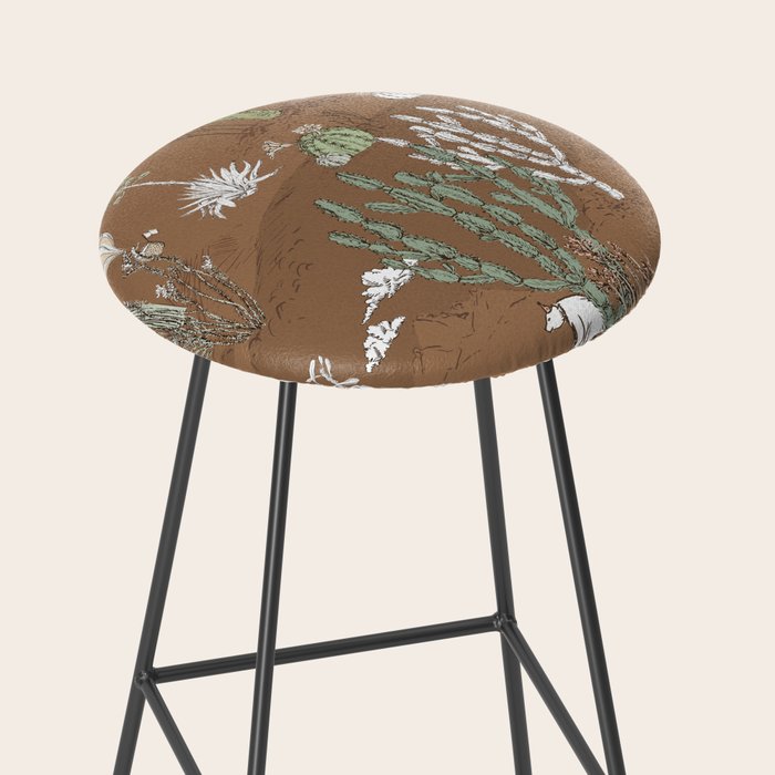 whimsical cactus earthy landscape Stool Gallery Image 2