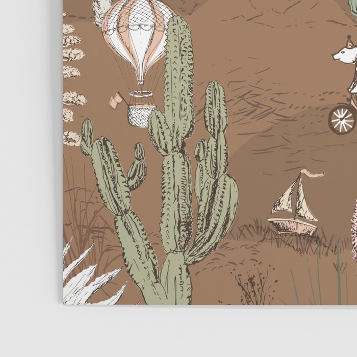 whimsical cactus earthy landscape Poster Gallery Image 3
