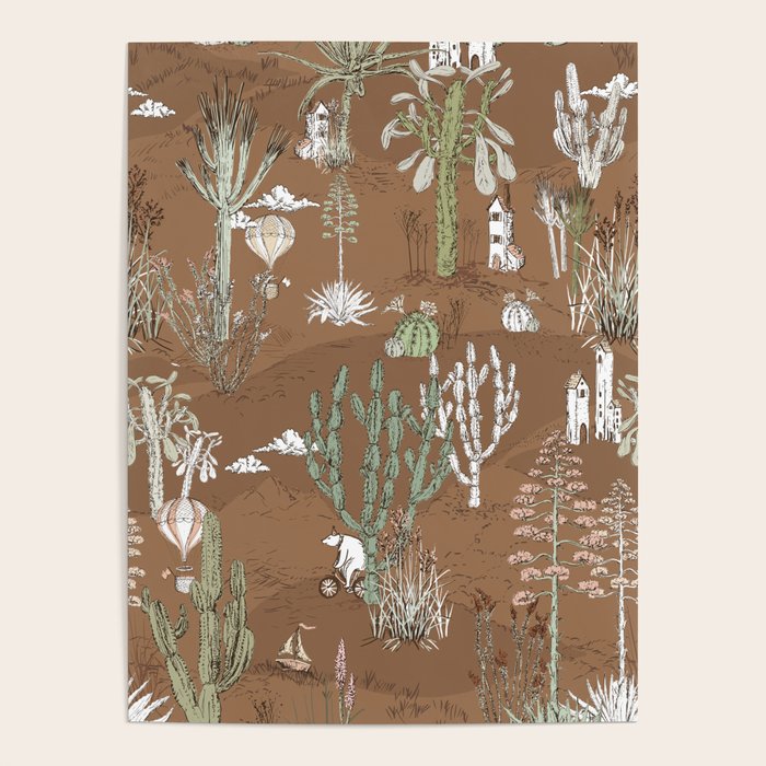 whimsical cactus earthy landscape Poster Gallery Image 4