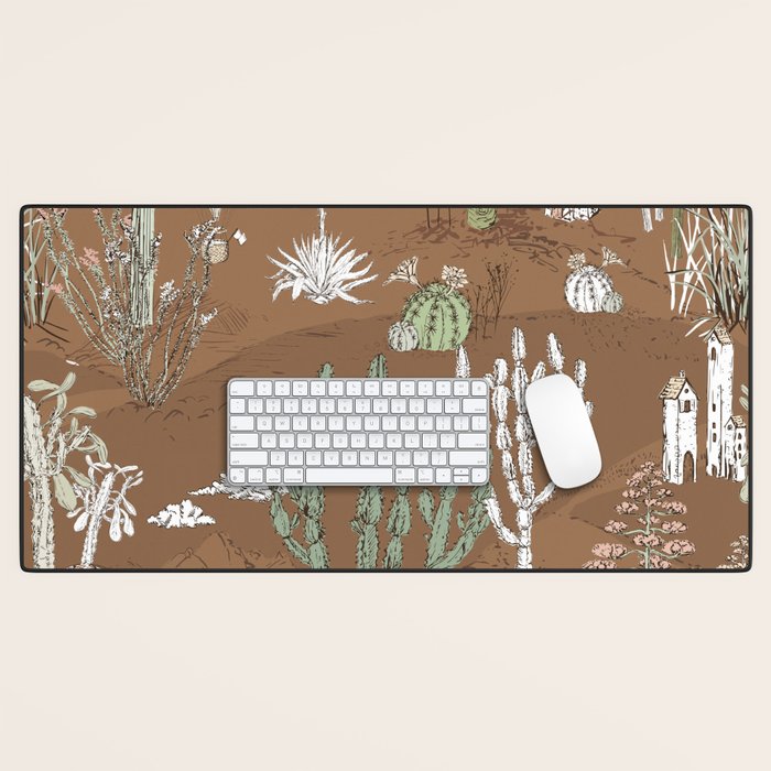 whimsical cactus earthy landscape Desk Mat Gallery Image 1