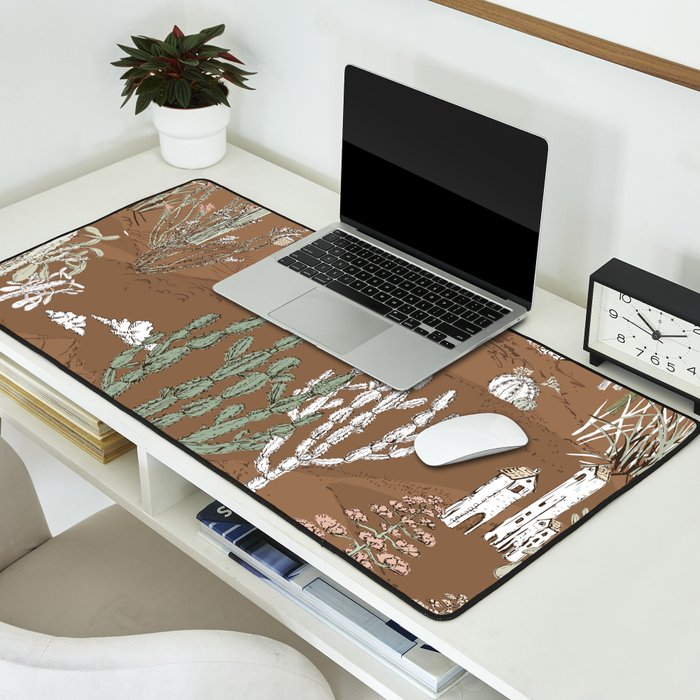 whimsical cactus earthy landscape Desk Mat Gallery Image 2