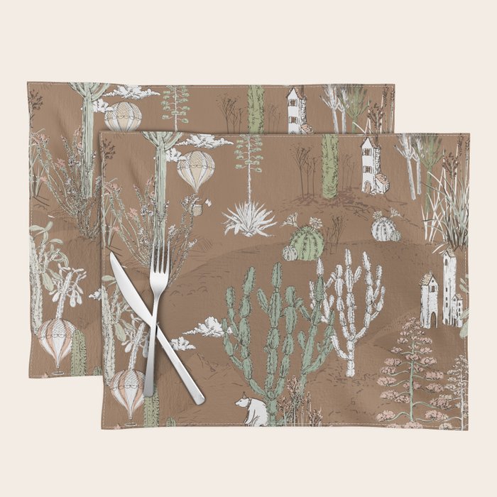 whimsical cactus earthy landscape Placemat Gallery Image 1