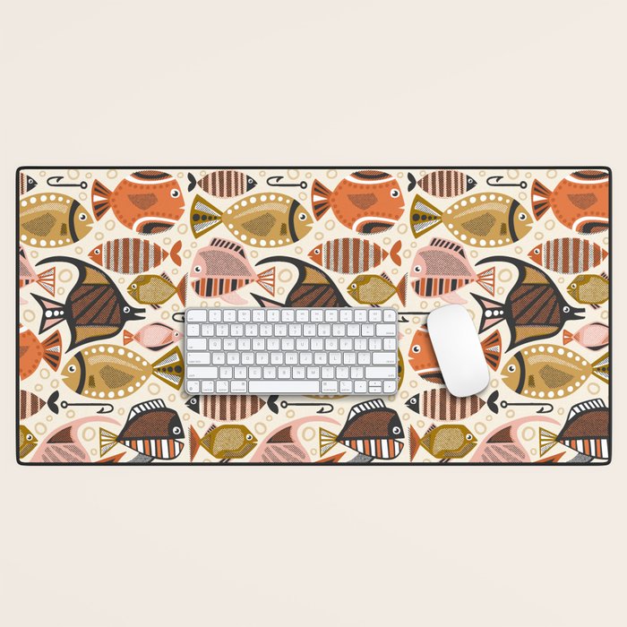 Mid Mod Deep Sea Fishing Ivory Desk Mat Gallery Image 1