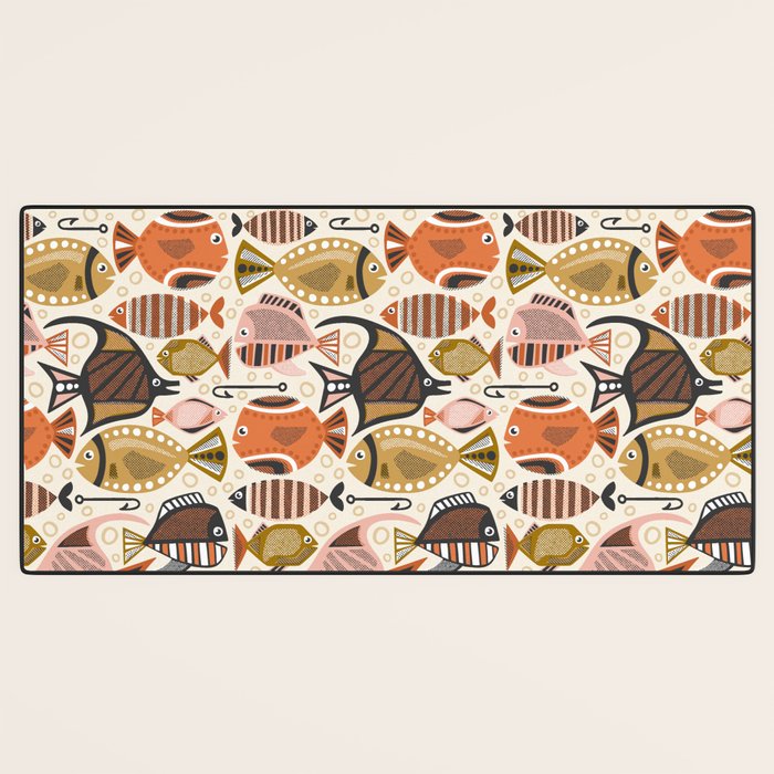 Mid Mod Deep Sea Fishing Ivory Desk Mat Gallery Image 3