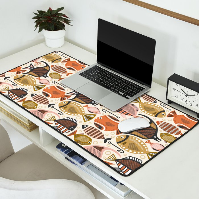 Mid Mod Deep Sea Fishing Ivory Desk Mat Gallery Image 2
