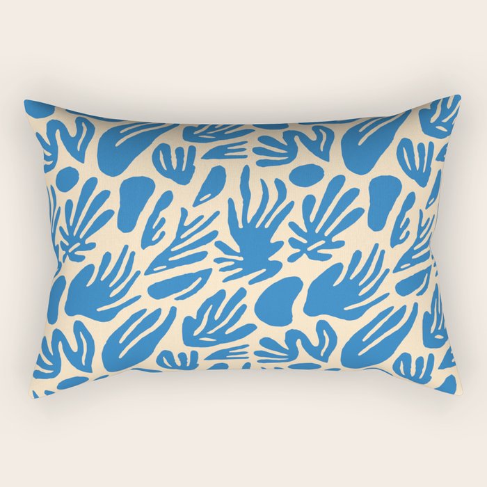 Blue nature leaf shape art pattern Rectangular Pillow Gallery Image 2