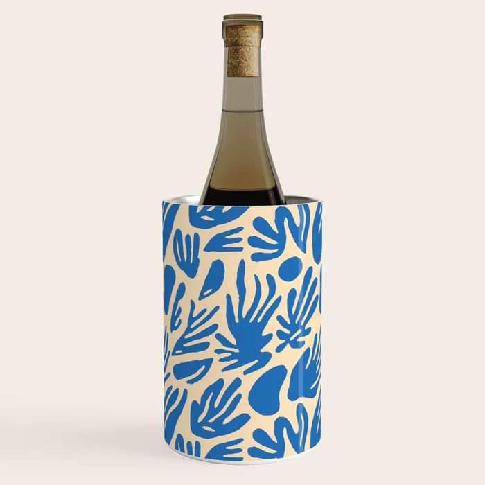 Blue nature leaf shape art pattern Wine Chiller Gallery Image 1