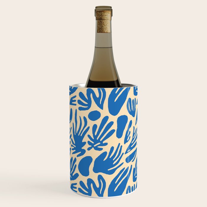 Blue nature leaf shape art pattern Wine Chiller Gallery Image 2