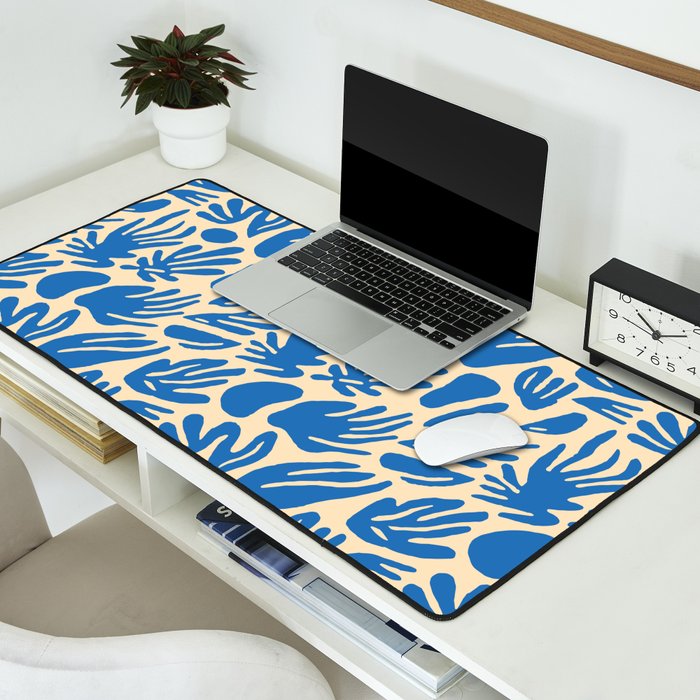 Blue nature leaf shape art pattern Desk Mat Gallery Image 2