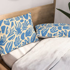 Blue nature leaf shape art pattern Pillow Sham Gallery Image 2